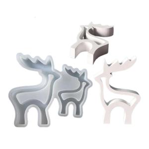Reindeer Figurine Silicone Mold Christmas Silicone Mould for Epoxy Resin Making Soap Festival Decoration