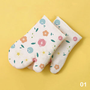 Hayylife Sarung Tangan Anti Panas - Sarung Tangan Anti Panas dengan Pola Bunga Tahan Panas untuk Oven dan Penggunaan Dapur Lainnya Tahan Suhu Tinggi Anti Selip HL-ABA888