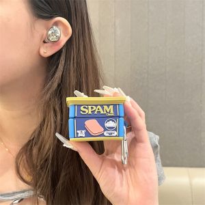 Applicable to Cute Spam Can Silicone Case for AirPods 1/2/3/4/Pro Shockproof Kawaii Food Fashion Accessory with Keychain h260926