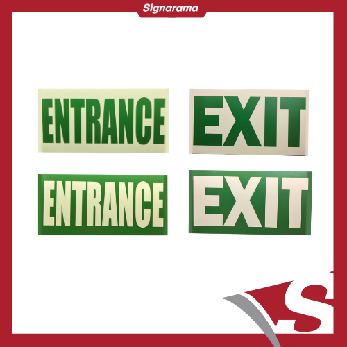 High-Visibility Glow-in-the-Dark Entrance/Exit Signage Stickers on 3mm ...