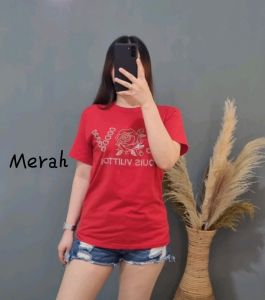 Kaos Wanita Katun 30s Premium L.S.V.T Flower Kombi Mote