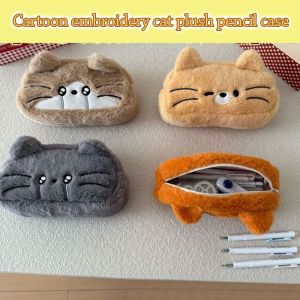 GOUPO Cat Pencil Case Plush Large Capacity Stationery Bag Cute Pen Bag for Students