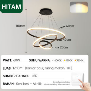 【COD】Lampu Plafon Minimalis Modern Dekorasi Hias Ring Mewah 3 Warna Ruang Tamu Kamar Tidur Lorong PVC Bulat Persegi Hitam Lampu Plafon LED