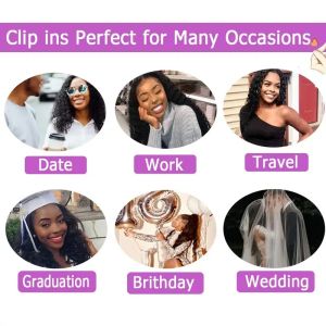 Curly Clip In Extension Human Hair Kinky Curly Clip Ins Full Head for Black Women Brazilian Remy Human Hair Natural Color 8Pcs