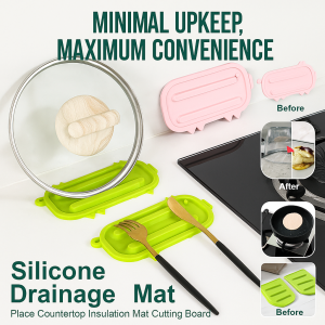 Kitchen Silicone Drain Mat Handle Drip Drainer Non-Slip Water Pad Flexible Waterproof and Moisture-proof Soap Drain Rack