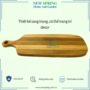 Thớt Gỗ Hình Chữ Nhật có Tay Cầm- Thớt Gỗ trang trí- Thớt Decor- Gỗ Teak nguyên khối 100%