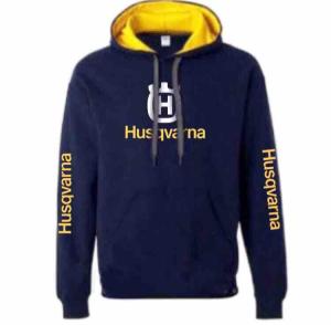Jaket Hoodie Jumper Husqvarna Bahan Kain Fleece Warna Navy