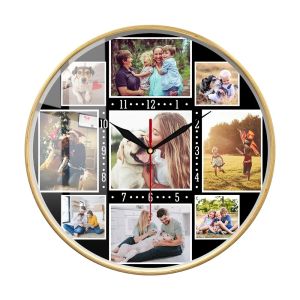 Sacesr Custom Wall Clock With Your Pictures Unique Photo Collage Printing Clock Home Decor Wall Watch Personalized Housewarming Gift 6K4N7
