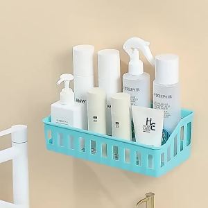 2026 Hot Sale [ Shipped from China ] No-drill bathroom storage rack bathroom organizer cosmetic storage basket wall-mounted toiletries organizer B3