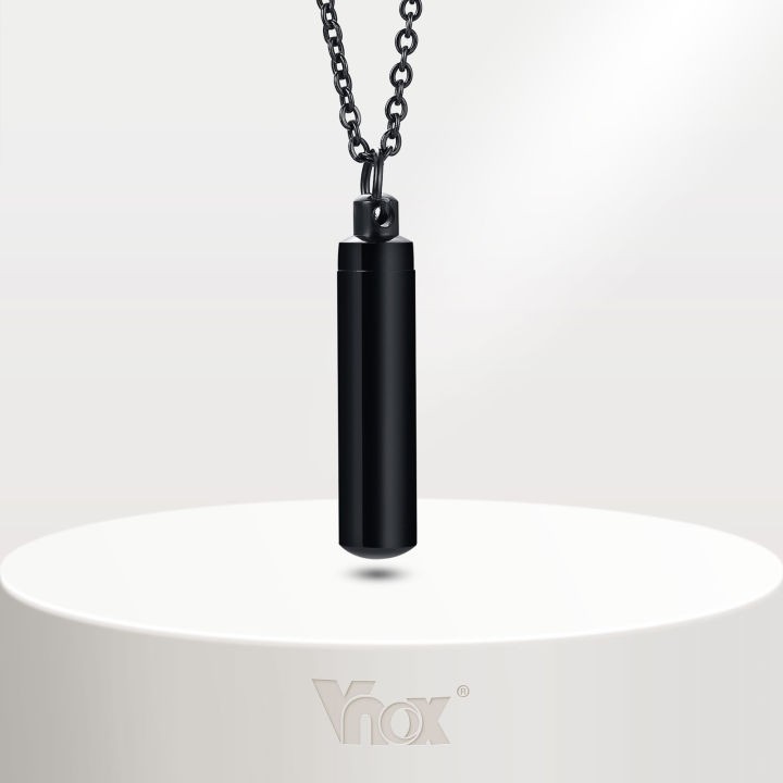 Vnox Women Men Black Cylinder Pendant Necklace Kwintas Ashes Urn ...