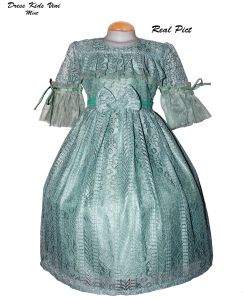 Baju Dress Anak Perempuan Bahan Brukat Kombi Satin Tile / Dress Pesta Kids Usia 7-8 Tahun