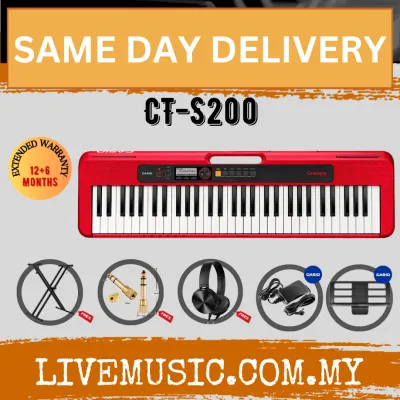 Casio CTS200 61-Keys Casiotone Keyboard with Keyboard Stand Damper pedal Headphone And Bag - Red ( CT-S200 / CT S200 )