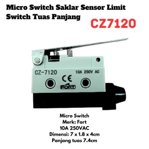 Micro Switch Saklar Sensor Limit Switch Tuas Panjang CZ7120 Fort