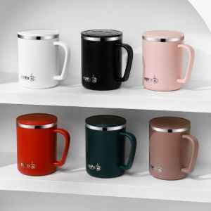 MMLUCK 304 Stainless Steel Insulated Coffee Mug 480Ml With Handle Milk Tea Cup Fashion Leak-Proof Water Cup Office