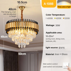 KASIDA Crystal chandelier light modern design luxury tricolors dimming chandelier ceiling light sala pendant lights for ceiling chanderlier living room bedroom dining room drop lights for ceiling