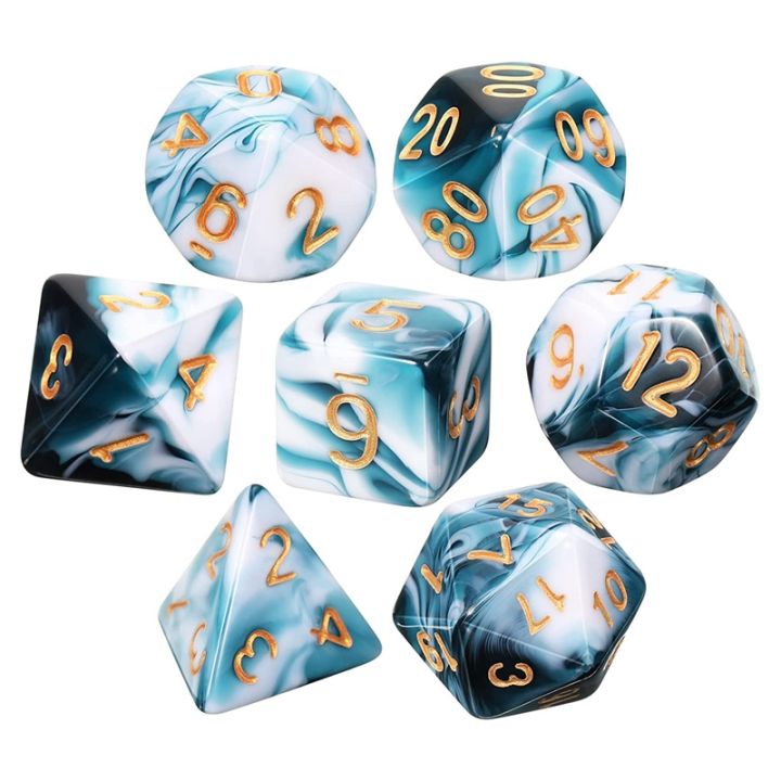 7-Piece Antique Metal Polyhedral Dice Set – D4 To D20 For D&D, RPG, MTG – Vintage Look