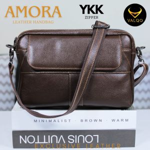 [VALQO] AMORA Ecoprint Tas Wanita Kulit Sapi Clutch Pouch Cewek Perempuan