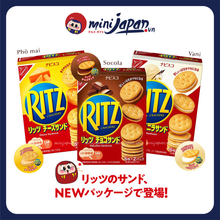 Bánh quy Ritz Crackers nhân kem phô mai 160g Nhật Bản (9 cái x 2 gói ...