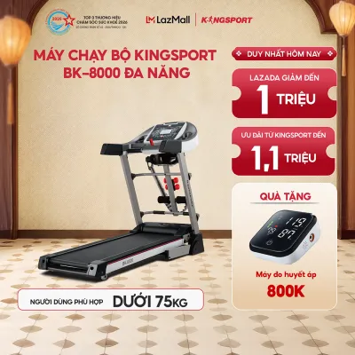 CHỈ GIAO MIỀN NAM | Máy chạy bộ KINGSPORT BK-8000 đa năng thảm chạy rộng chống trơn kèm đai massage và thanh gập bụng