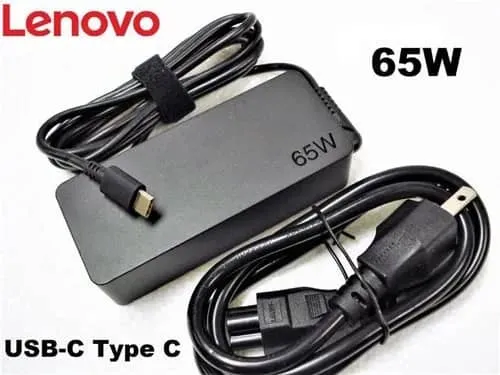 Lenovo 65W/45W USB-C Power Adapter Charger for Laptops and Mobile Devices - High-Efficiency Synchronous Rectifier Technology, Black