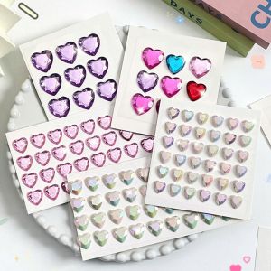 BWNTIX Kids Kawaii Stationery Phone Laptop Hand Account Students Bling Decorative Sticker Love Heart Rhinestone 3D Crystal Diamond Sticker DIY Children Toys