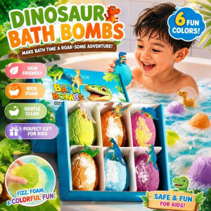 6/12PCS New Dinosaur Egg Shape Bath Bomb Set Kids/Adults Natural Essential Oils Bath Salt Balls