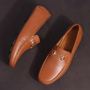 Giày Công Sở Nam MICHILUX Horse Bit Moccasin CIEHM Da Bò Thật Màu Nâu Sẫm