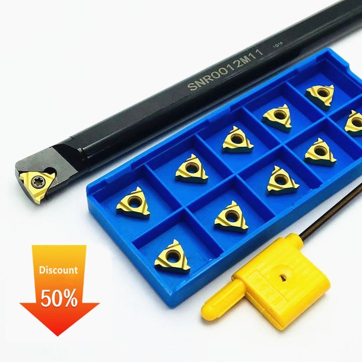 SNR Threading Boring Bar Set With Inserts - 4 Lathe Tool Holders & 14 Carbide Inserts For Internal Threading (8mm, 10mm, 12mm, 13mm Shanks)