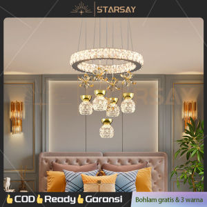 lampu gantung kristal 3 warna LED mewah pendant wedding ruang tamu kamar tidur  lampu dekoratif  langit dalam lampu murah Dekorasi Hotel Nordik bergaya Eropa bar cbl