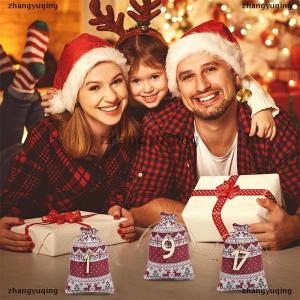 [COD] zhangyuqing Christmas Advent Calendar Bags 24 Days Countdown Calendar Burlap Bags Drawstring Gift Bags For Adults And Kids DIY Candy Bags