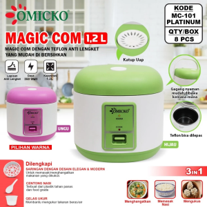 Omicko Rice Cooker / Magic Com 1.2 Liter 3 in 1 - MC101PL - FREE ONGKIR Jabodetabek