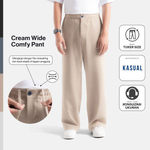 Kasual Celana Panjang Pria Cream Comfy Wide Pant Pria
