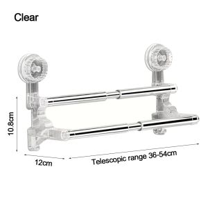 LUXERY 1Pcs Suction Cup Wall Towel Rack Double Layer Rod 36-120cm Self-adhesive Storage Rack Retractable Kitchen Bathroom Shelf