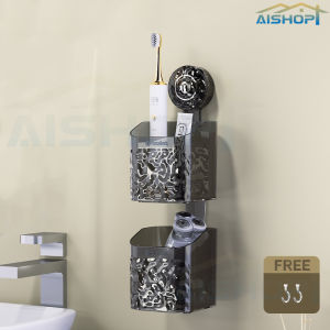 [SG Stock]Wall Hanging Wall Mounted Storage Rack/Suction Rack Bathroom Bathroom Shelf Punch-Free Bathroom Sink Hanging Basket/Suction Cup Storage Rack
