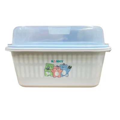 Nanny ที่คว่ำขวดนมแบบมีฝาปิด มีตะแกรงรองน้ำ ไซส์ใหญ่ ขนาด 30x23x24ซม รวมฝา