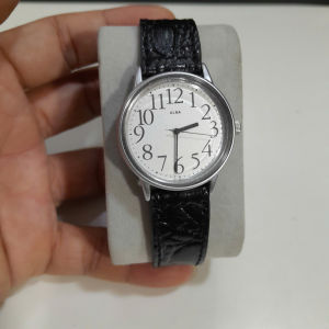 Đồng hồ nam nữ dây da Alba size 34mm vintage cổ điển second hand si Nhật
