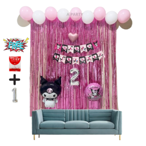 Paket Balon Dekorasi Tema Karakter Kartun Sanrio Kuromi My Melody Cinnamoroll Kuromi Sanrio | Paket Perlengkapan Pesta Ultah Anak