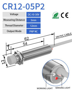 GTRIC M12 Capacitive Proximity Sensor 3-wire DC 10-30V NPN PNP IP65 Flush Non-flush Industrial Non-contact Switch
