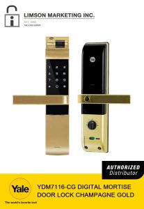 YALE YDM7116A DIGITAL SMART MORTISE DOOR LOCK  with MULTIPLE ACCESS : FINGERPRINT PIN CODE CARD/TAG MECHANICAL KEYS & BLUETOOTH/WIFI READY