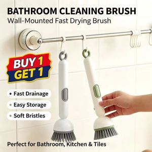 Buy 1 get 1 Pot Brush Kitchen Pan Cleaning Scrub Brush with Dishwashing Liquid Dispenser Angle-adjustable