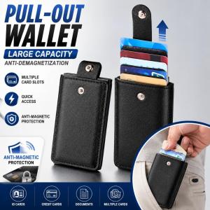 Pull-out Card Wallet with Multiple Card Slots Large Storage Space Anti-demagnetization Design Perfect for Storing ID Cards Credit Cards and Documents