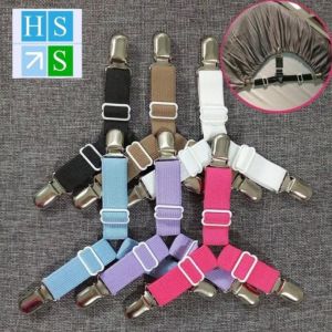 Kẹp ga giường chống xê dịch combo 4 chiếc đầu inox với 3 đầu kẹp hàng dây dù co giãn tốt