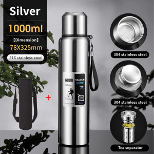 （In Stock/大容量保温杯）Thermos Bottle 600ml-2000ml All-steel 316 stainless steel Vacuum double-layer Thermos flask Cold and hot water for 48hours(保温杯)