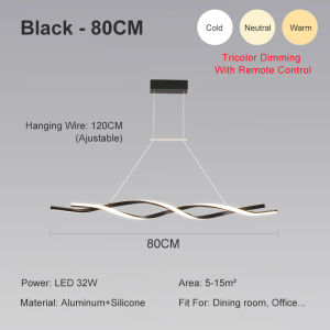 Nordic Restaurant Simple 100CM Chandelier Long Modern Creative Personality Chandelier Led Office Lighting Living Room Restaurant Chandelier Three Colors With Remote Control ​