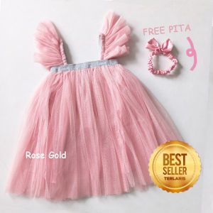 Dress Rose Gold Party Dress Bayi 6 12 Bulan Newborn Gaun Pesta Anak Perempuan 1 Tahun Mewah Rok Tutu Megar Warna Pink Soft Rose Gold Pink Rose