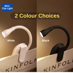 [SG Ready Stock]Mini LED Book Light Night Light USB Rechargeable Clip On Reading Lamp Brightness Adjustable