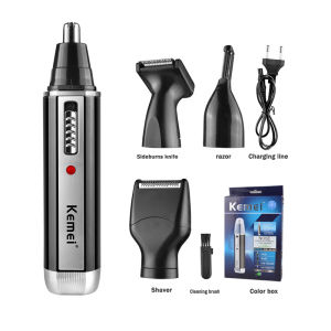 Kemei Nose Hair Trimmer 4 In1 Professional Shaver KM-6630 Waterproof Electric Eyebrow Rechargeable Nose Trimmer Ear Shaver