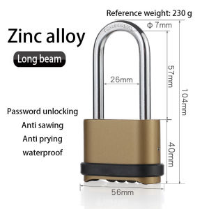 Padlock Zinc Alloy Password Unlocking Anti Sawing Anti Pry Waterproof Short Beam 200g password padlock Heavy-duty Security Padlock Stainless Steel Padlock Door Lock Home Tools
