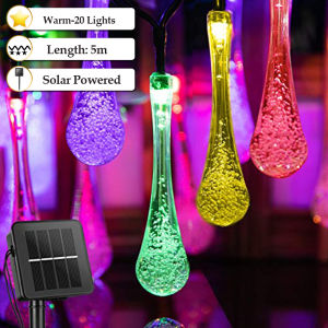 Solar Christmas Outdoor Waterproof Lights 5-7m 20-50 LED Water Drop Lights Solar Waterproof Fairy Lights for Terrace Garden Yard Home Party Decoration