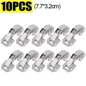 10PCS 90 Degree Steel Cabinet Hinges No-Drilling HoleHydraulic Buffer Hinge Kitchen Cabinet Cupboard Hinges Furniture Hardware